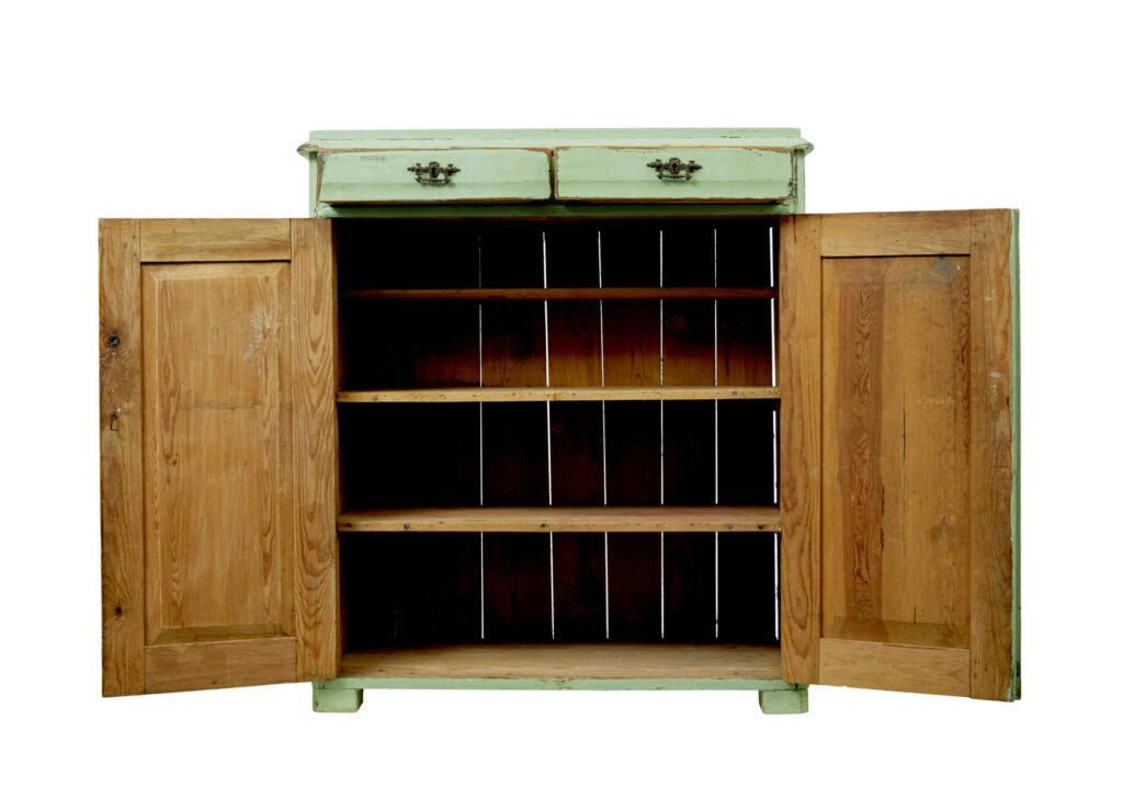Scandinavian 19th Century Green Painted Kitchen Cupboard — image 10