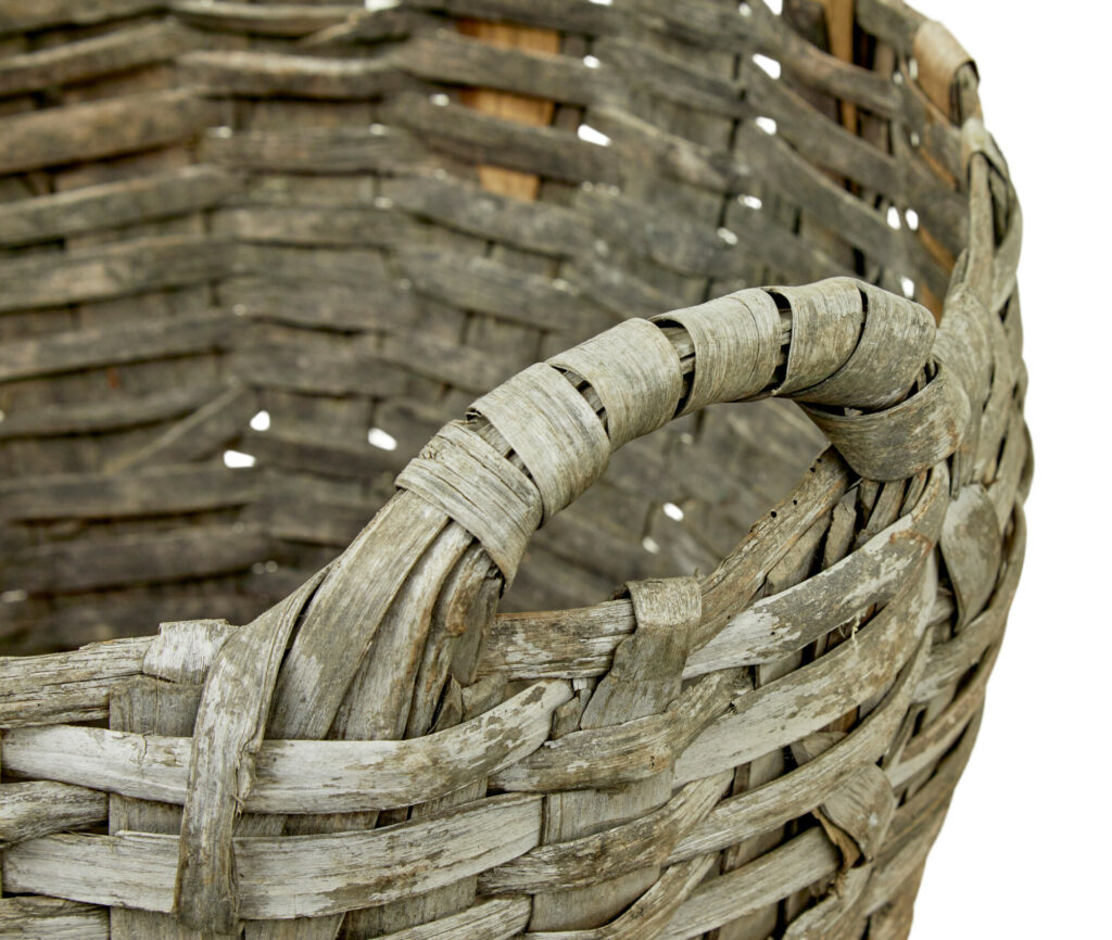Large 19th Century Hand Woven Pine Basket — image 2