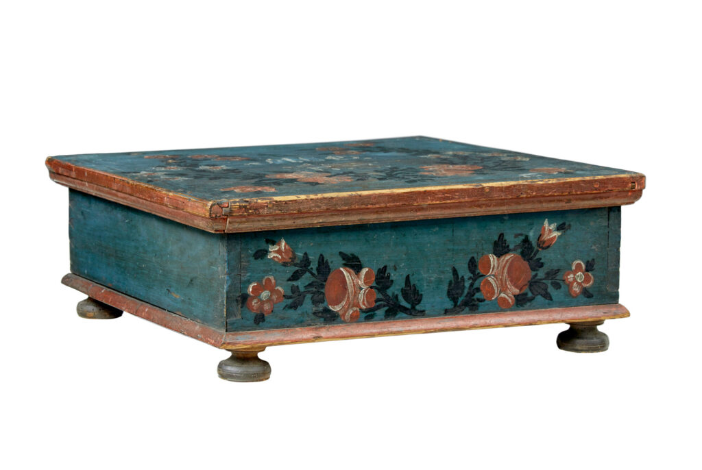 19th Century Hand Painted Pine Storage Box