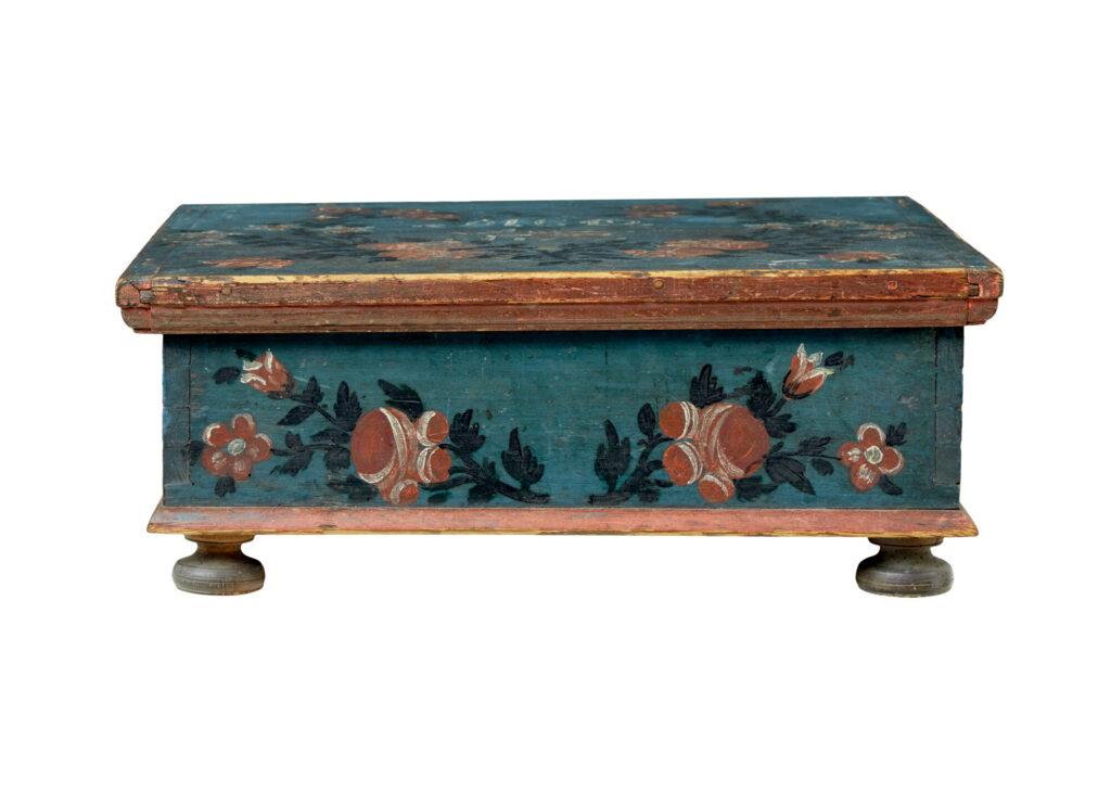 19th Century Hand Painted Pine Storage Box — image 7