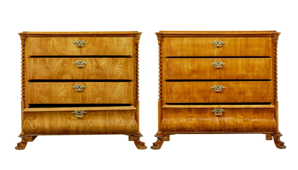 Pair of Mid 19th Century Swedish Carved Elm Chest of Drawers — image 3