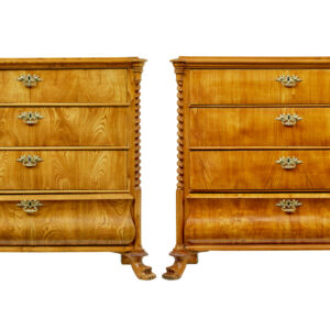 MID 19TH CENTURY SWEDISH CARVED ELM CHEST OF DRAWERS