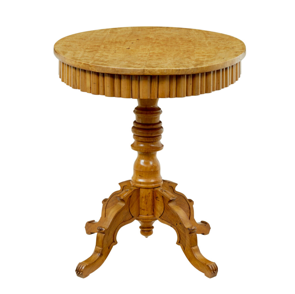 Scandinavian 19th Century Solid Birch Oval Side Table — image 9