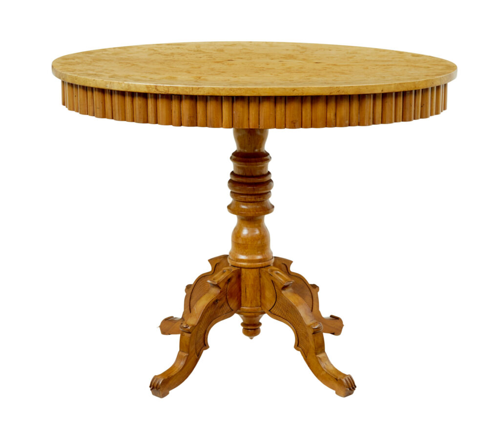Scandinavian 19th Century Solid Birch Oval Side Table — image 8