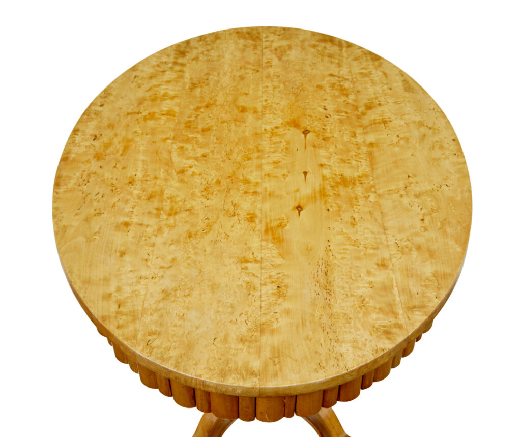 Scandinavian 19th Century Solid Birch Oval Side Table — image 6