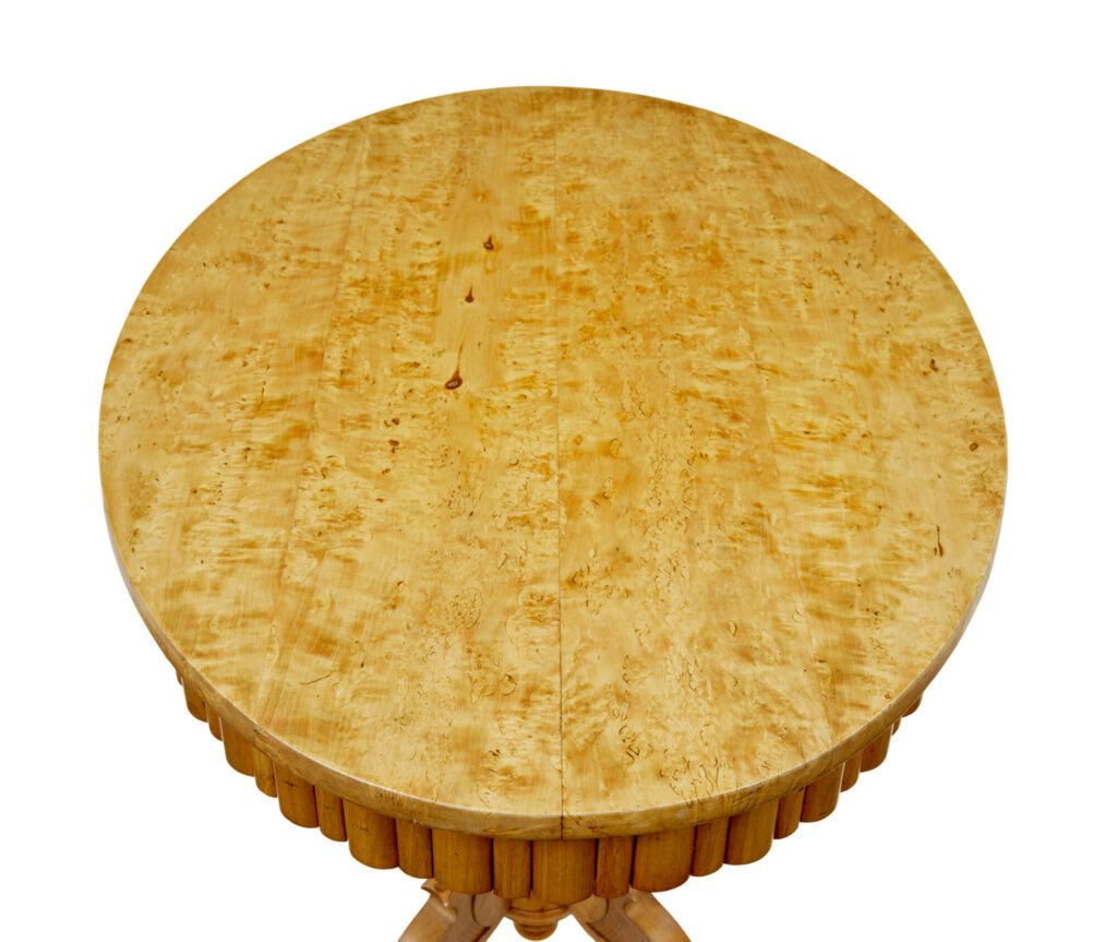 Scandinavian 19th Century Solid Birch Oval Side Table — image 5
