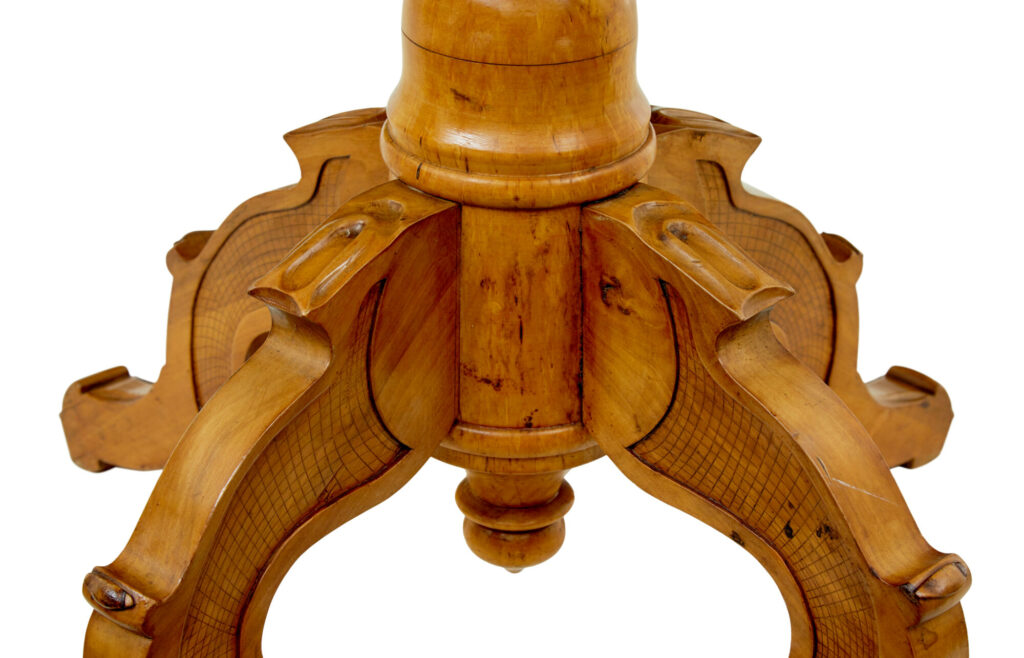Scandinavian 19th Century Solid Birch Oval Side Table — image 4