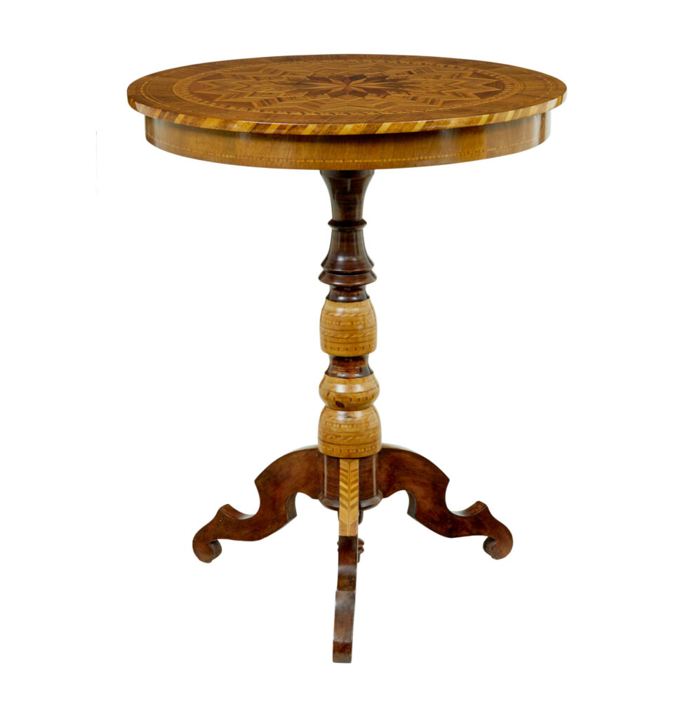 19th Century Italian Inlaid Walnut Sorrento Table