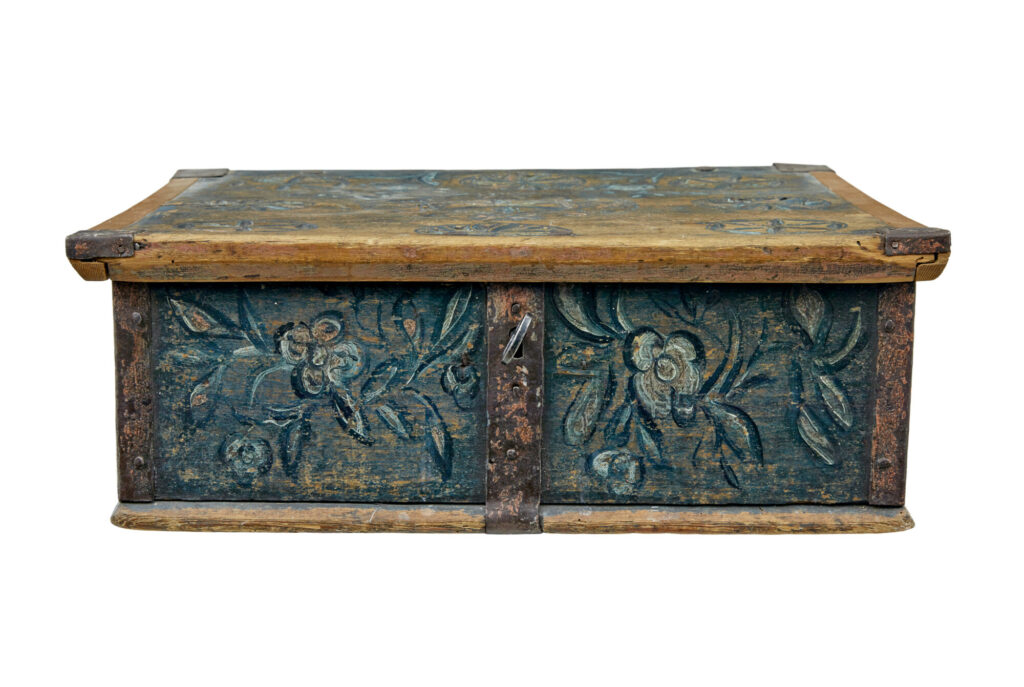 19th Century Hand Painted Rustic Swedish Box