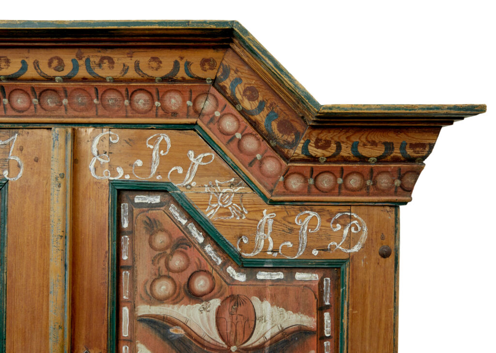 Early 19th Century Hand Painted Swedish Folk Art Cupboard — image 6