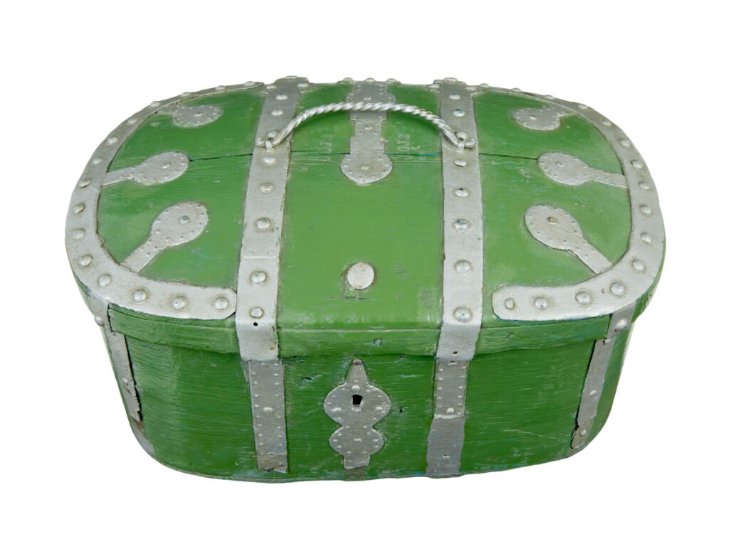 Swedish 19th Century Green Painted Shaped Strong Box — image 6