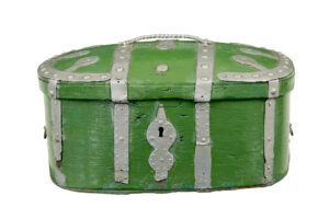 SWEDISH 19TH CENTURY GREEN PAINTED SHAPED STRONG BOX