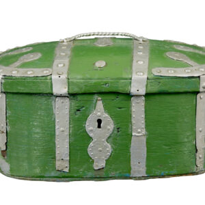 SWEDISH 19TH CENTURY GREEN PAINTED SHAPED STRONG BOX