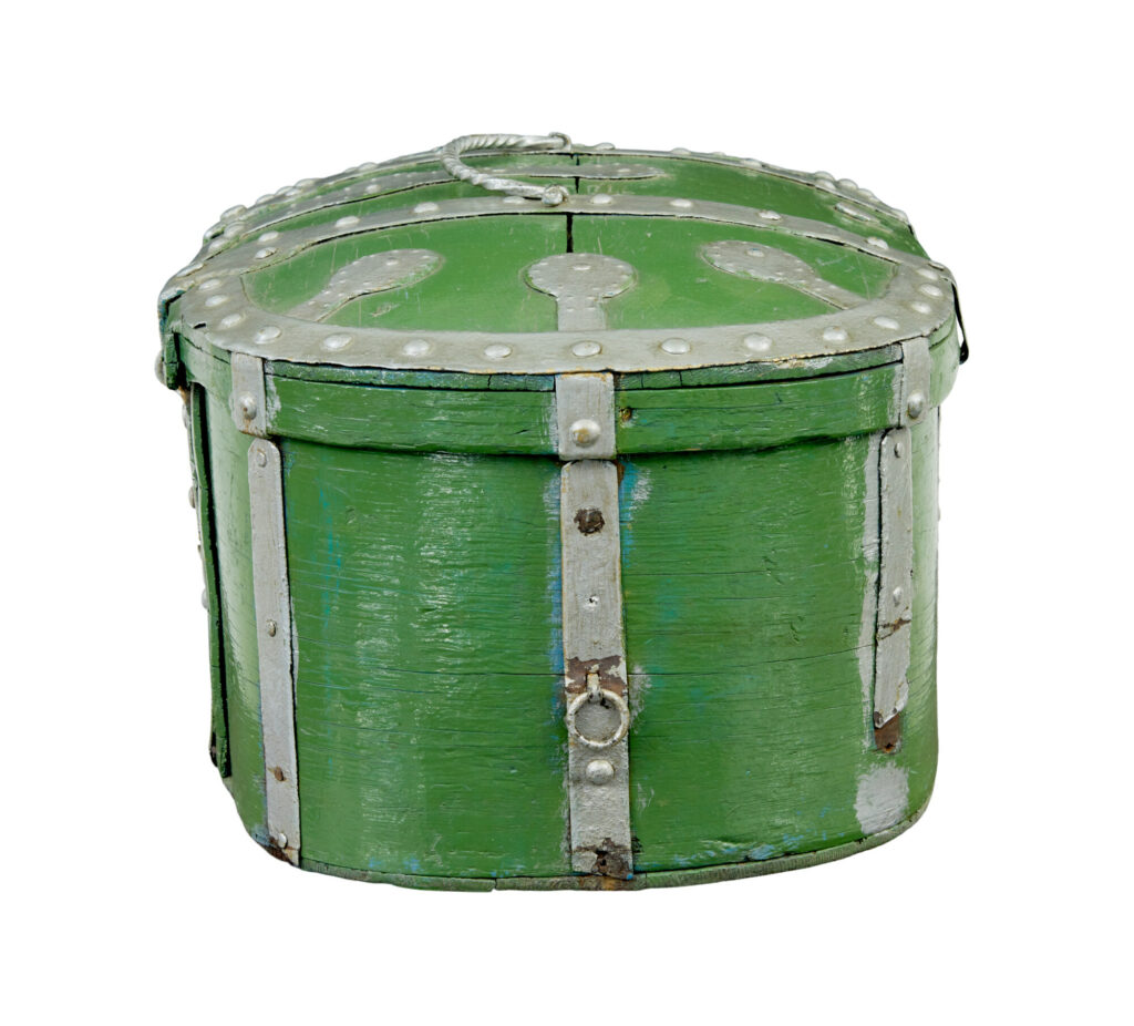 Swedish 19th Century Green Painted Shaped Strong Box — image 2