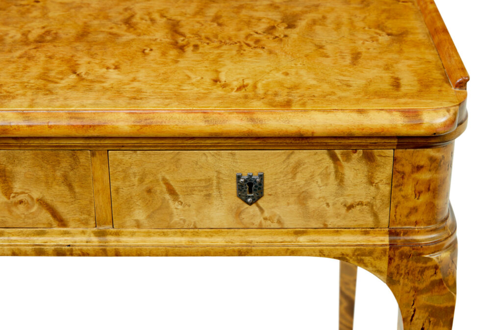Elegant Early 20th Century Swedish Birch Writing Desk — image 3