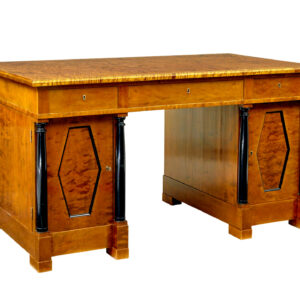 SWEDISH EARLY 20TH CENTURY EMPIRE REVIVAL BIRCH PEDESTAL DESK