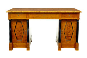 Swedish Early 20th Century Empire Revival Birch Pedestal Desk — thumbnail 12