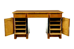 Swedish Early 20th Century Empire Revival Birch Pedestal Desk — thumbnail 11