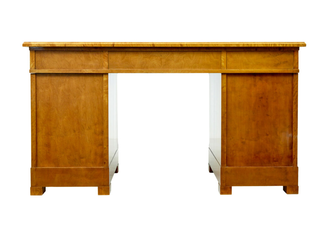 Swedish Early 20th Century Empire Revival Birch Pedestal Desk — image 9