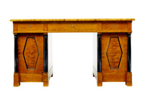 Swedish Early 20th Century Empire Revival Birch Pedestal Desk — thumbnail 7