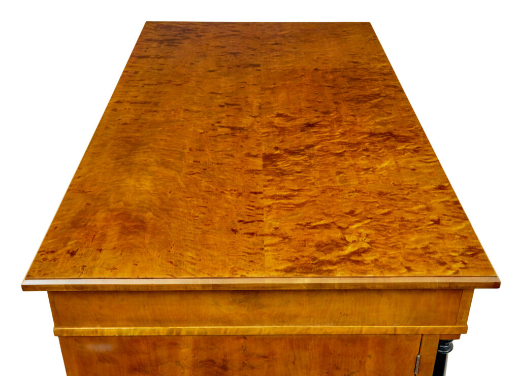 Swedish Early 20th Century Empire Revival Birch Pedestal Desk — image 4