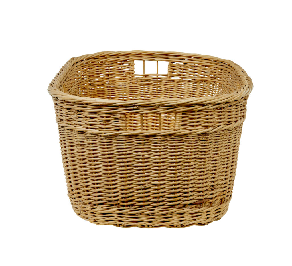 Swedish 20th Century Hand Woven Linen Basket — image 2