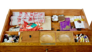 Late 19th Century Birch Sewing Table with Contents — thumbnail 6