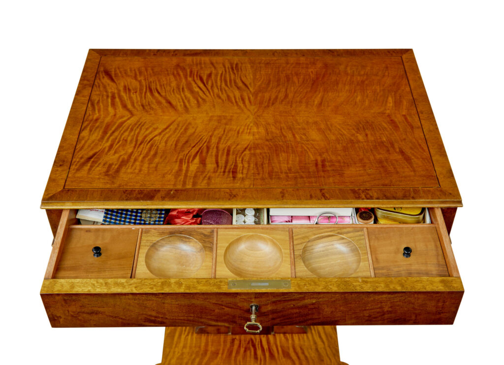 Late 19th Century Birch Sewing Table with Contents — image 4