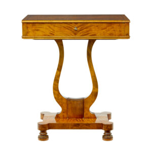 LATE 19TH CENTURY BIRCH SEWING TABLE WITH CONTENTS