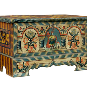 19TH CENTURY ALPINE REGION HAND PAINTED MARRIAGE CHEST