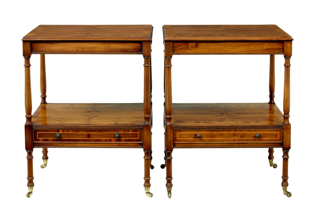 PAIR OF 20TH CENTURY BURR YEW SIDE TABLES