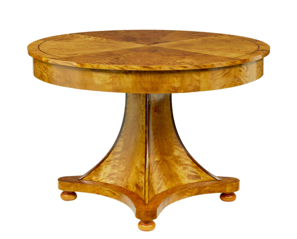 Scandinavian Art Deco Inlaid Birch Center Table — image 9