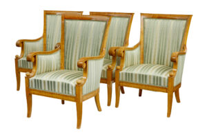 EARLY 20TH CENTURY SET OF 4 KARL JOHAN INFLUENCED BIRCH ARMCHAIRS