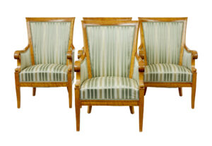 Early 20th Century Set of 4 Karl Johan Influenced Birch Armchairs — thumbnail 10