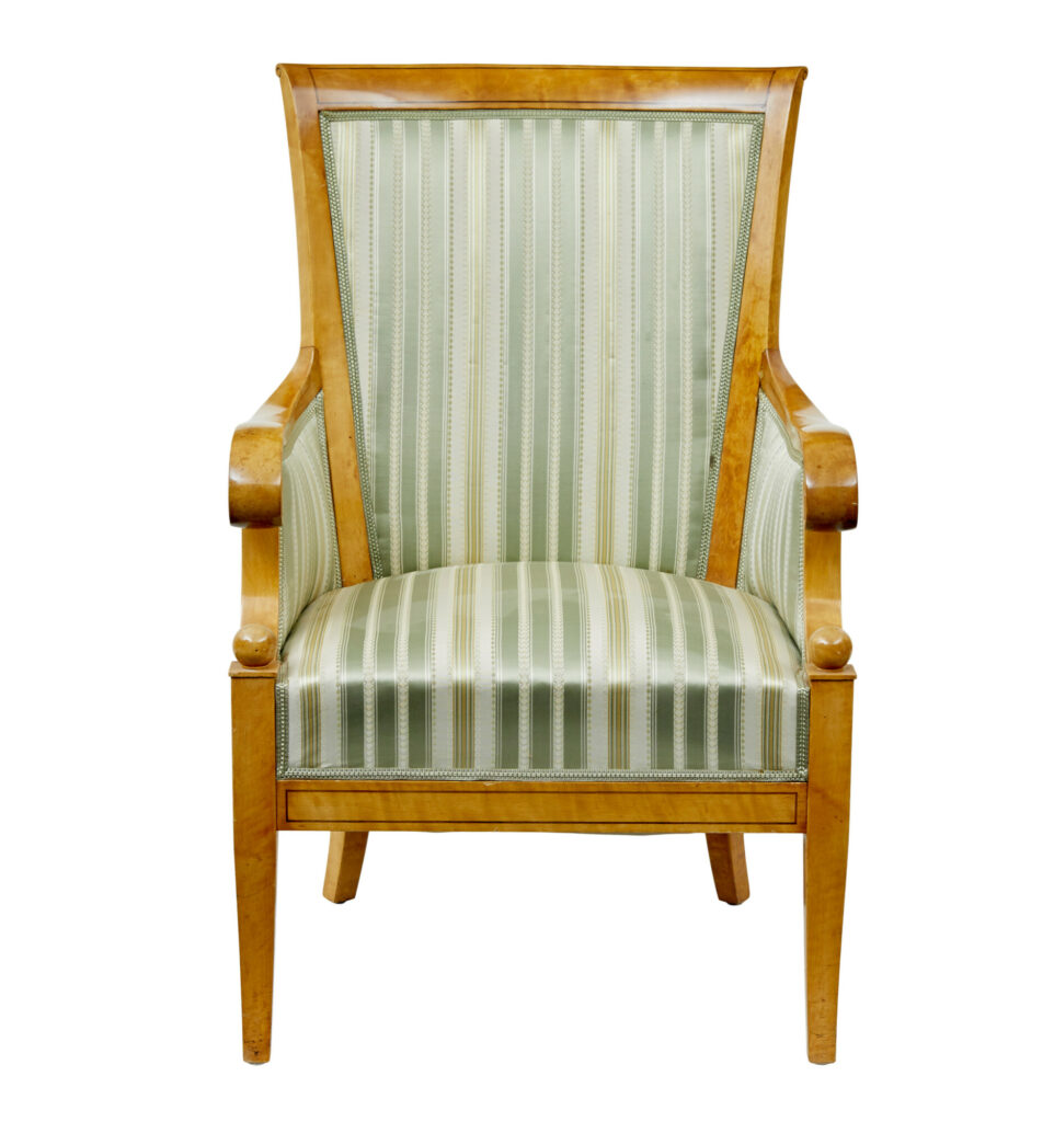Early 20th Century Set of 4 Karl Johan Influenced Birch Armchairs — image 9