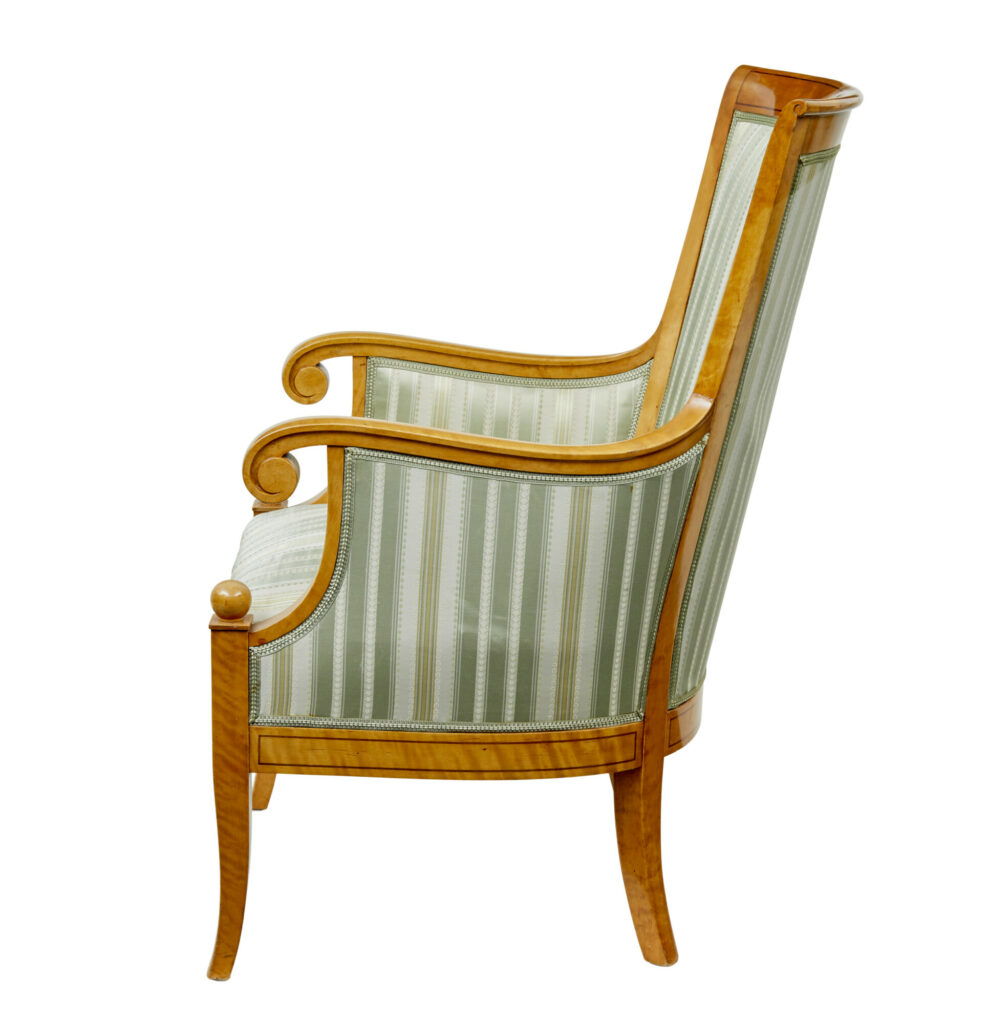 Early 20th Century Set of 4 Karl Johan Influenced Birch Armchairs — image 8