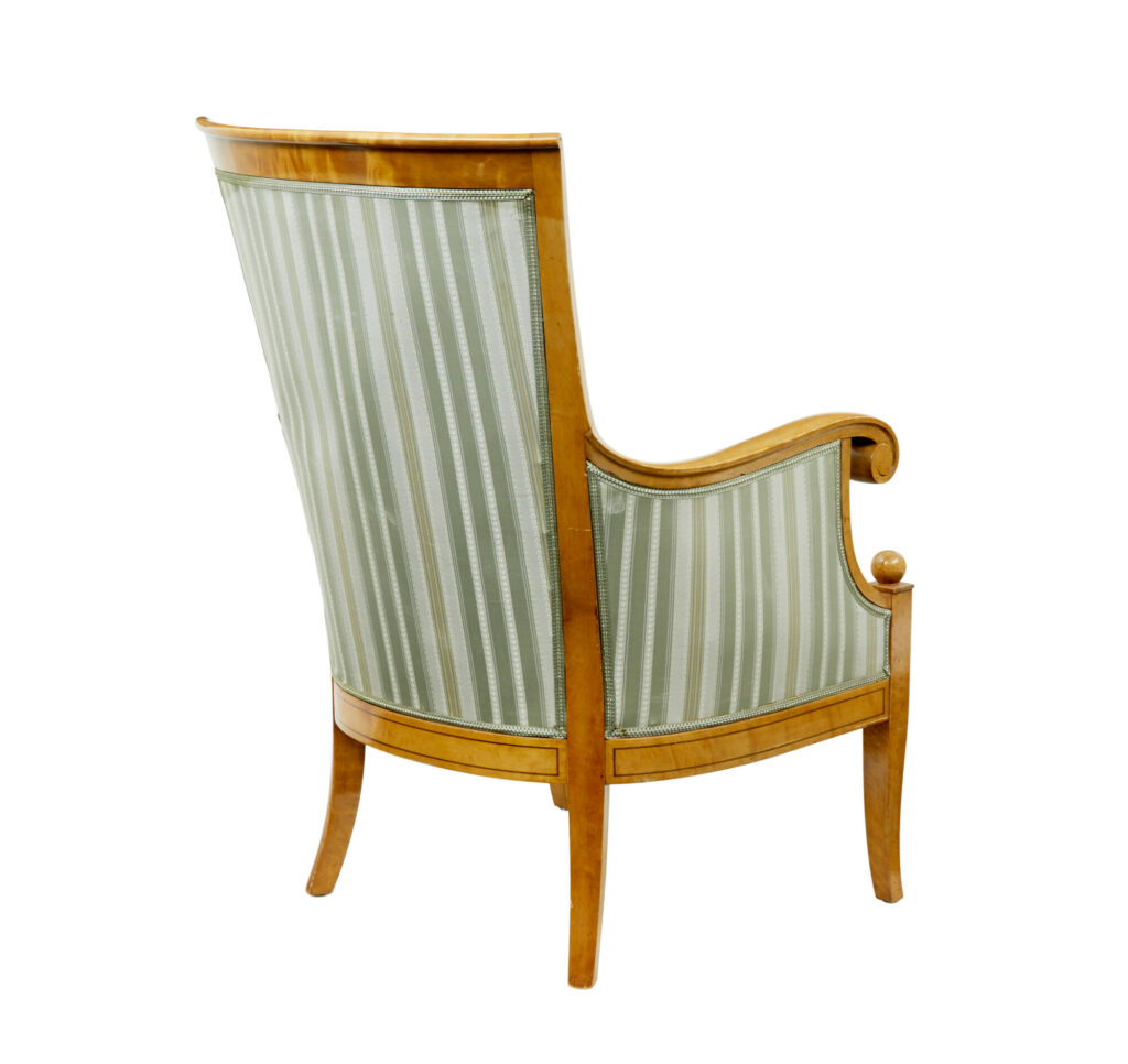 Early 20th Century Set of 4 Karl Johan Influenced Birch Armchairs — image 6