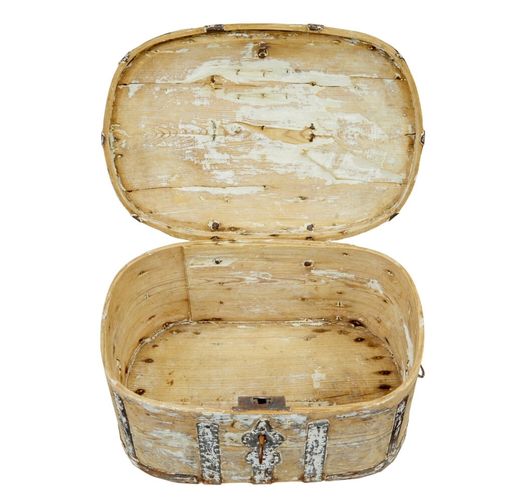 19th Century Scraped Pine Swedish Strong Box — image 6