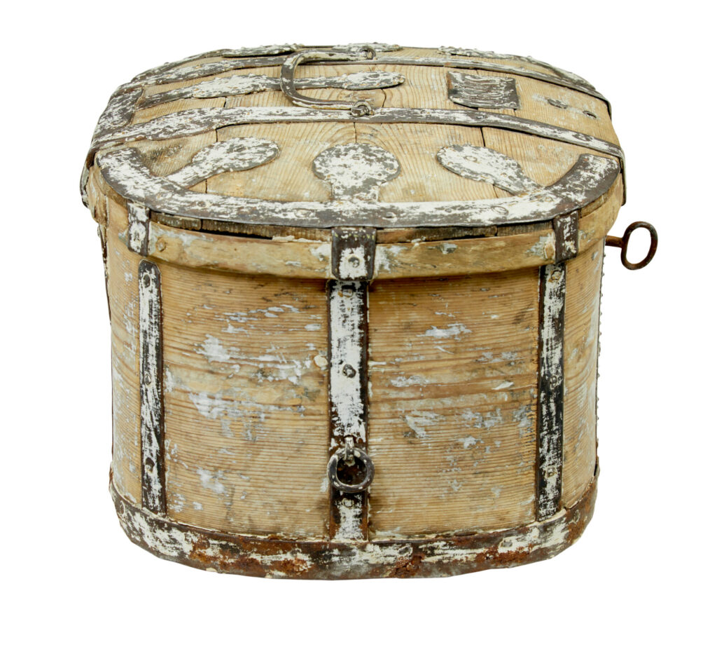 19th Century Scraped Pine Swedish Strong Box — image 3