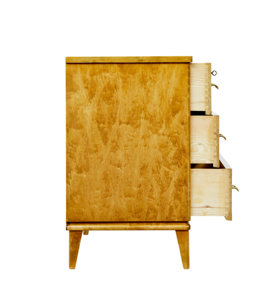 Mid Century Scandinavian Tiger Birch Chest of Drawers — image 4