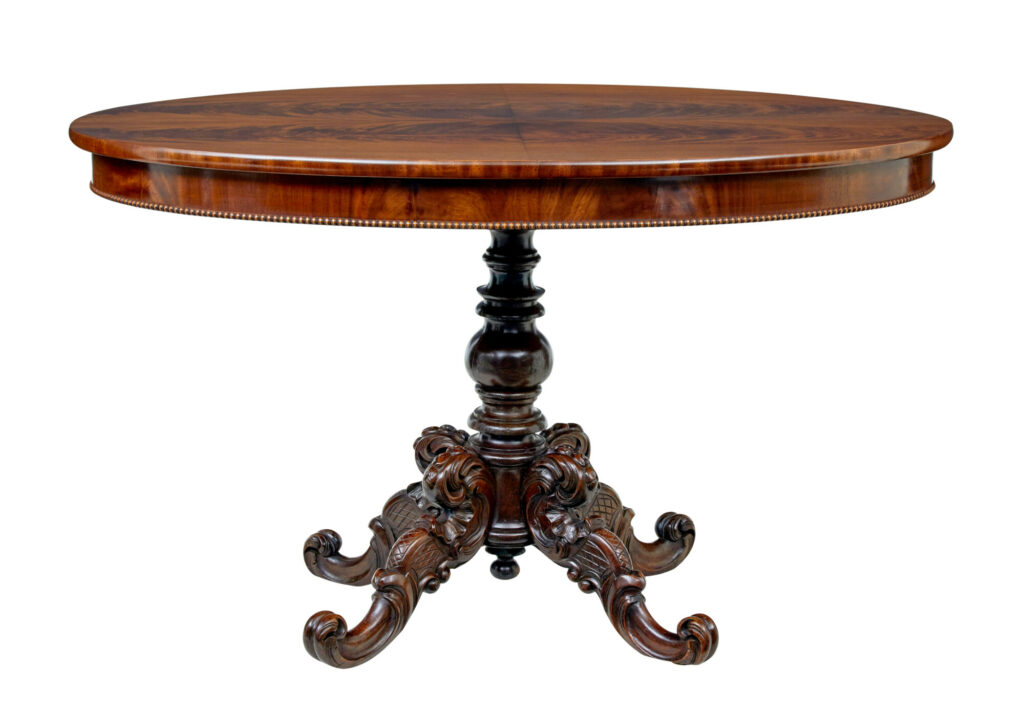 19th Century Scandinavian Hand Carved Oval Center Table