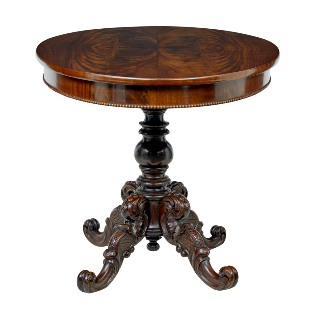 19th Century Scandinavian Hand Carved Oval Center Table — image 9