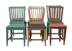 Harlequin Set of 6 19th Century Painted Pine Dining Chairs — thumbnail 14