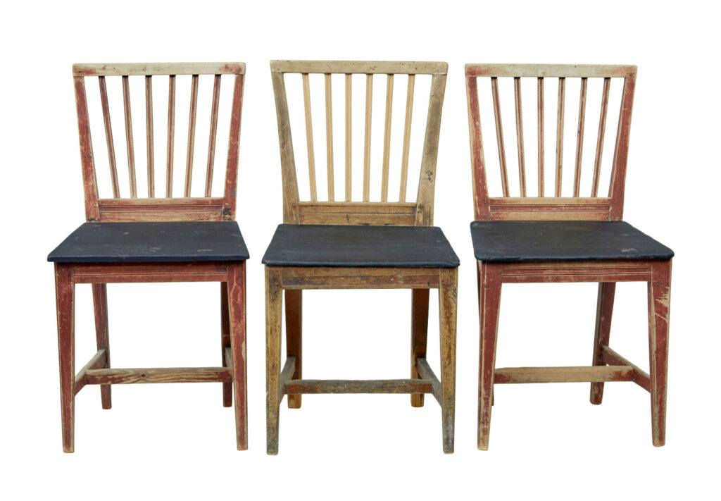 Harlequin Set of 6 19th Century Painted Pine Dining Chairs — image 13