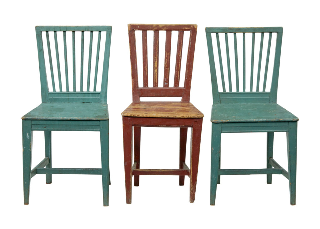 Harlequin Set of 6 19th Century Painted Pine Dining Chairs — image 10
