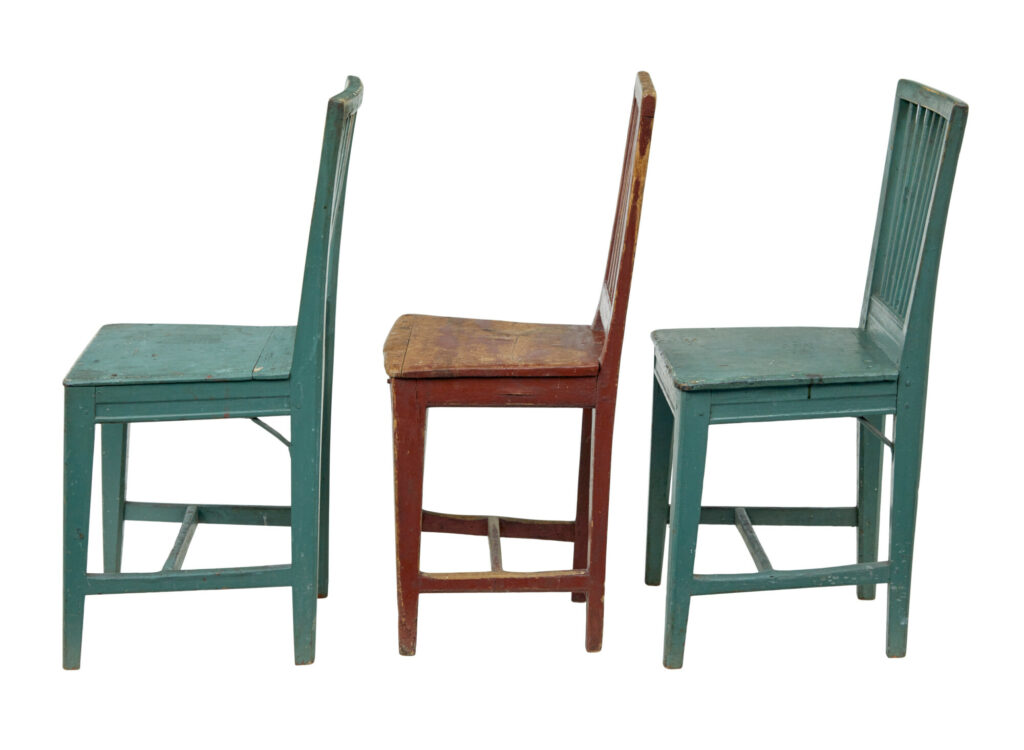 Harlequin Set of 6 19th Century Painted Pine Dining Chairs — image 9