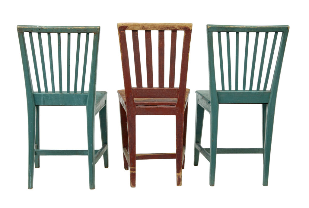 Harlequin Set of 6 19th Century Painted Pine Dining Chairs — image 8