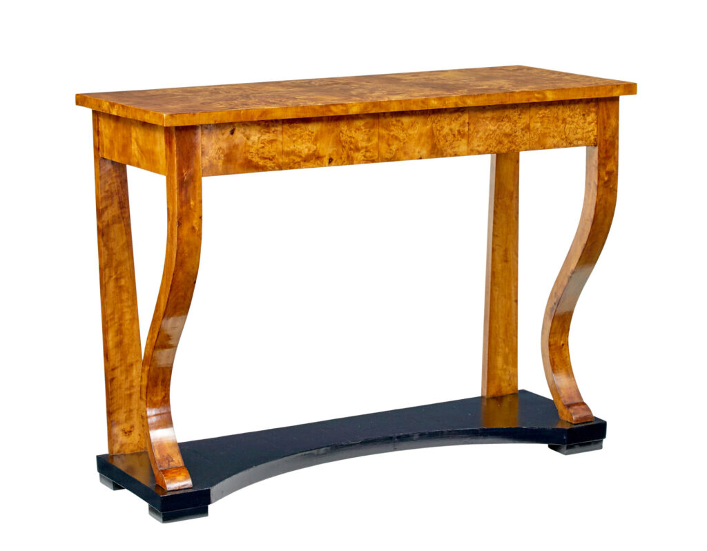 19th Century Burr Birch Empire Revival Console Table