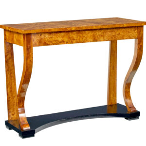 19TH CENTURY BURR BIRCH EMPIRE REVIVAL CONSOLE TABLE