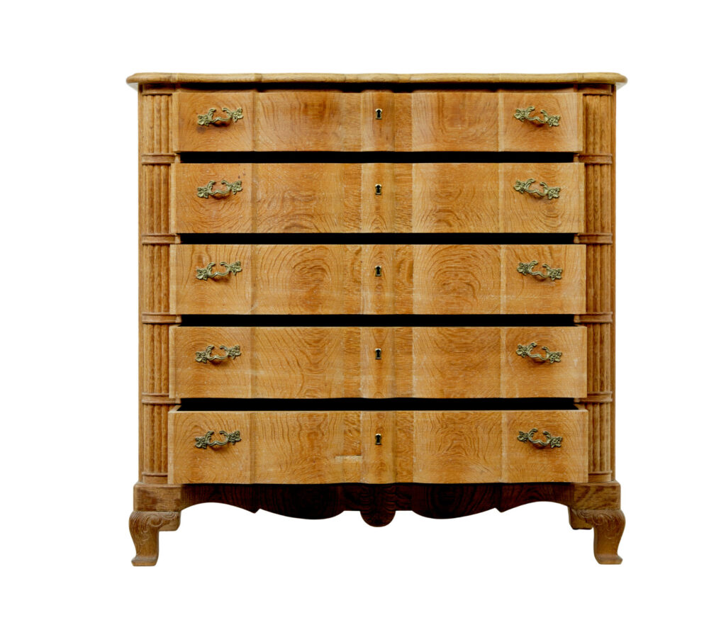 Mid Century Baroque Revival Solid Oak Chest of Drawers — image 5